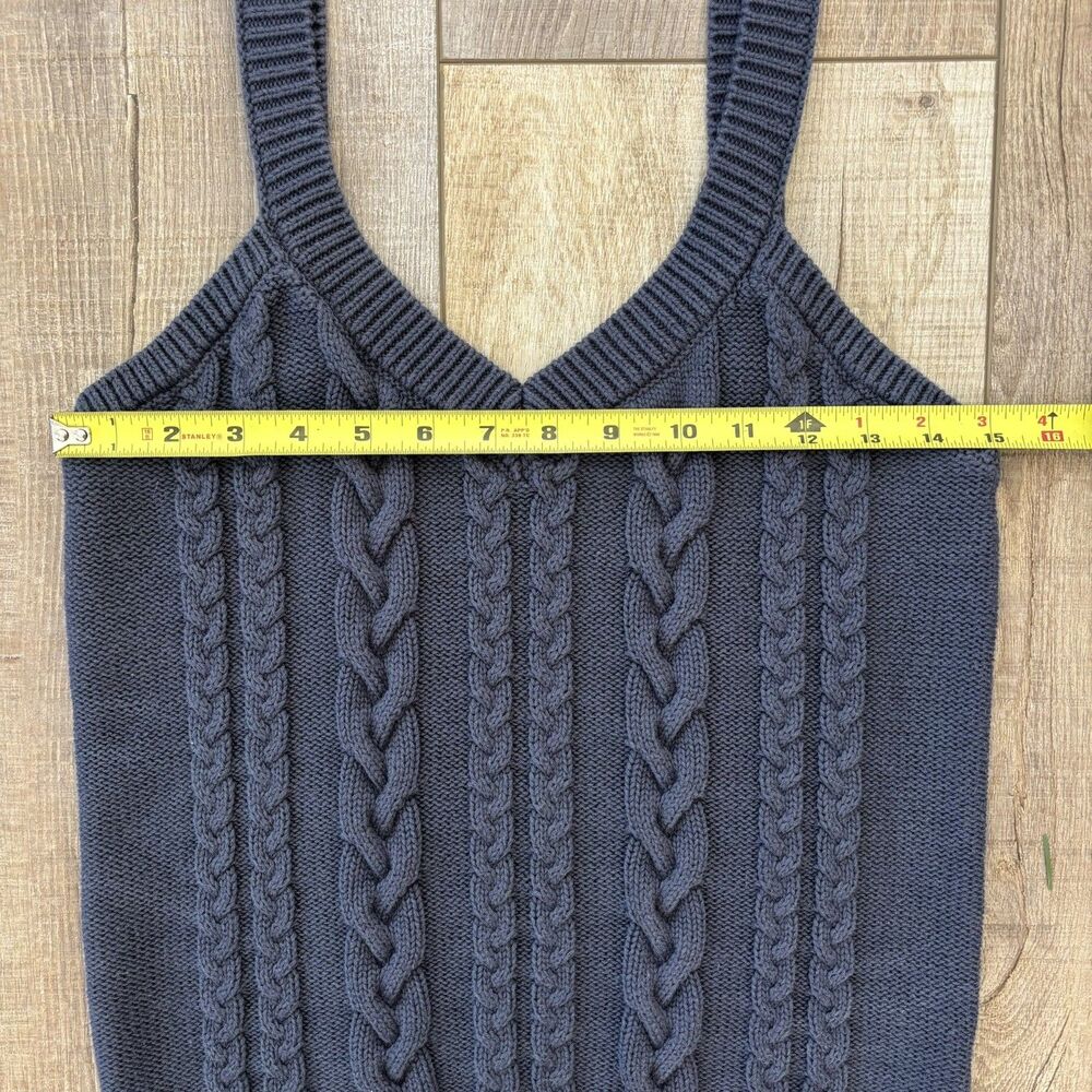 Evereve Women Tank Top Cable Knit Chunky Size L Preppy Minimal Capsule Soft Girl - Picture 3 of 8